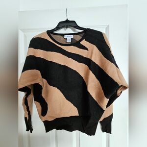 Cozy Black and Tan Striped Women's Sweater